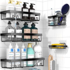 Adhesive Shower Caddy Organizer Shelves Rack - 5 Pack Corner Bathroom Storage Or